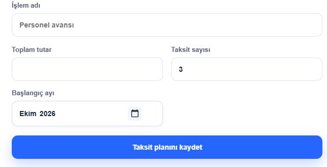 Taksitli kesinti planları ekranı