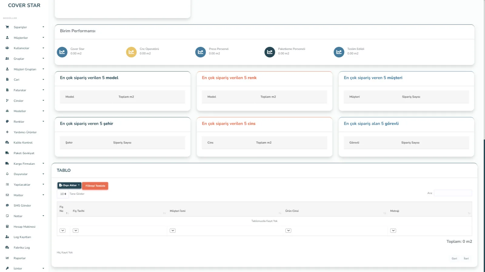 Cover Sip İş ve Sipariş Takip Sistemi